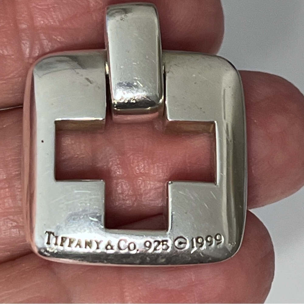 Tiffany & Co Roman Stencil Cross Cutout Pendant Large 1999 925 Sterling Silver